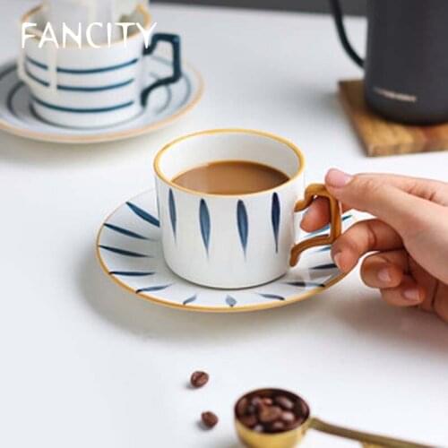 FANCITY Japanese coffee cup ins wind with spoon couple ceramic mug creative personality trend mug