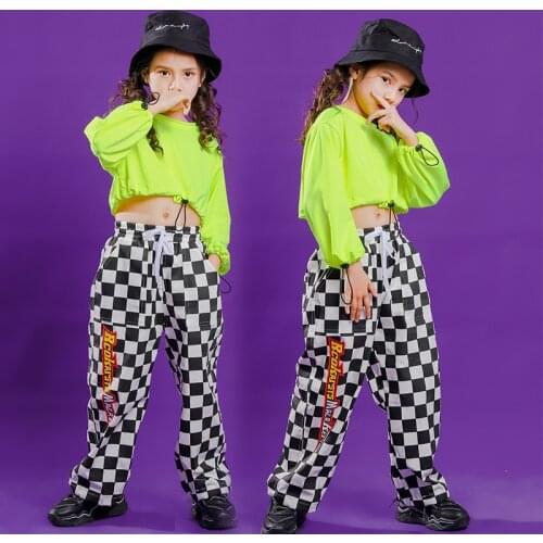 Kids Girls Hip Hop Clothing Loose Crop Top Pants Ballroom Competition Dance Dress Costumes Children Hiphop Clothes Stage Outfit