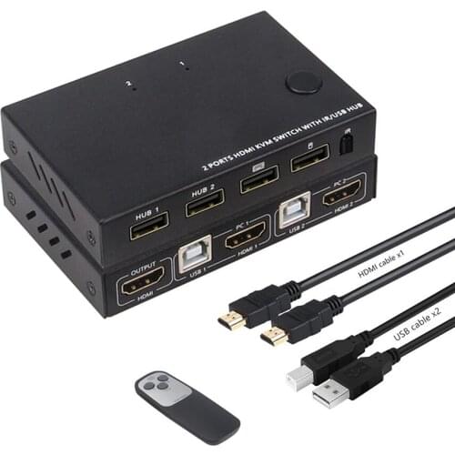 Kebidu For tv box EDID / HDCP Printer Plug And Play Hdmi-compatible splitter USB Switcher 4K 2-Port computer monitor KVM switch