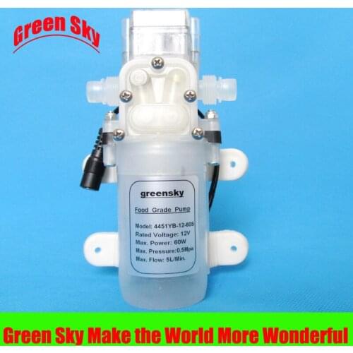 Hot selling non-toxic,tasteless,odorless 5L/Min 60W 12v dc food diaphragm pump