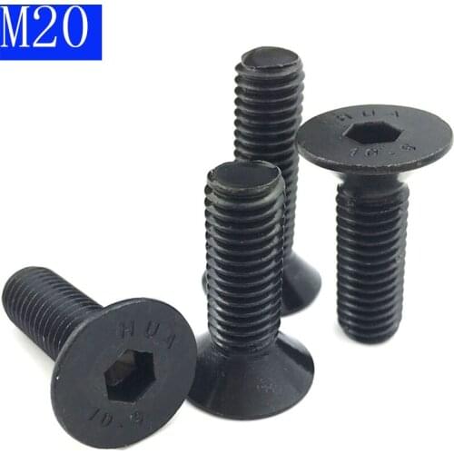 M20 - 2.5 20mm DIN7991 Black 10.9 Class Alloy Steel Hex Socket Countersunk Head Screw Flat Hex Socket bolts DIN 7991