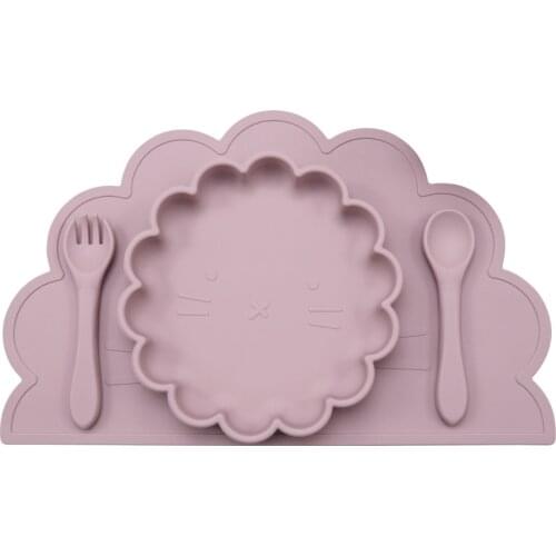 Cute Childrens Tableware Feeding Soild Food Plates For Babies Silicone Cookware Dishes Fork Spoon Placemat Baby Stuff