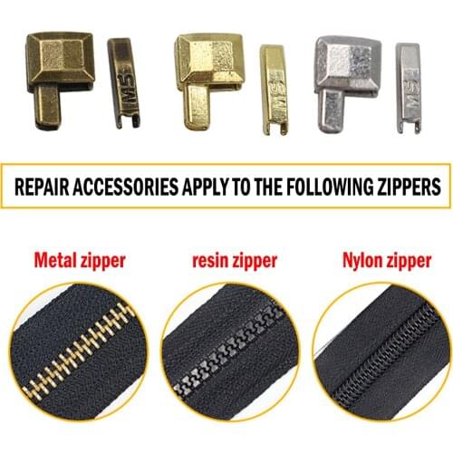 Metal Fix Zipper Repair Kit Replacement Zip Slider Teeth Replace DIY Zippers Sewing Accessories Clothes Zipper Stopper Open End