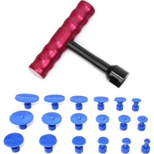 PDR Tools Dent Puller Kit Paintless Dent Repair Tools Dent Removal Mini Hand Lifter Small Red T-Bar Hand Tool Set 19pcs