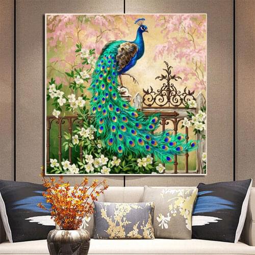 Animal Peacock DIY Cross Stitch 11CT Embroidery Kits Craft Needlework Set Cotton Thread Printed Canvas Home Design