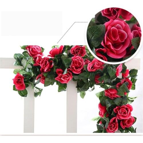 2pcs2.4 meters long 10cm diameter simulation rose vine wall hanging plastic rattan wedding basket rattan chair decoration