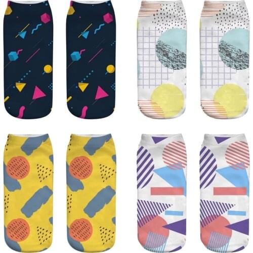 Geometric printing socks 3D printing socks digital printing socks,Various styles are available