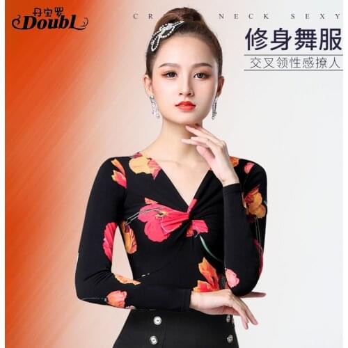 New Sexy latin top Dance Clothes Women Latin Salsa Rumba Chacha Dance long sleeve Performance Practice Costume