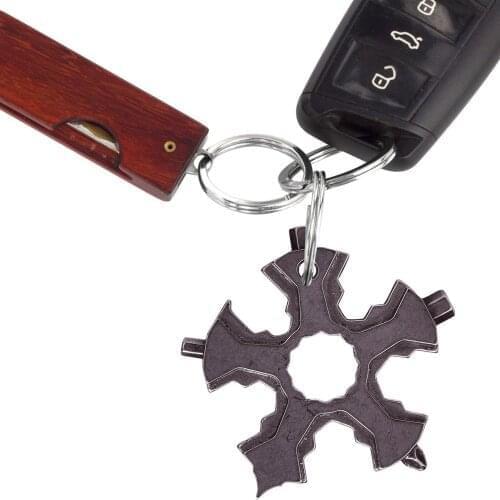 Portable 16 In 1 Mini Snowflake Multi Pocket Tool Spanner Hex Wrench Multipurpose Camp Survive Outdoor Hike Key Ring Key Chain