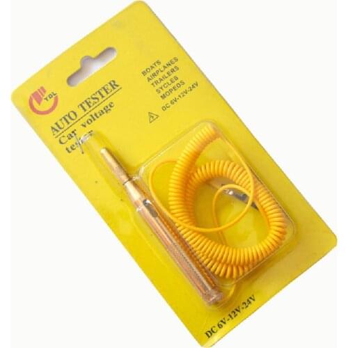 Car Light Voltage tester Automotive circuit test pen electrician line repair tool 6V 12V 24V with spring cable LED bulb