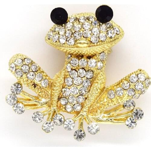 Clear Rhinestone Frog Pin brooches Pendant C2159 A2