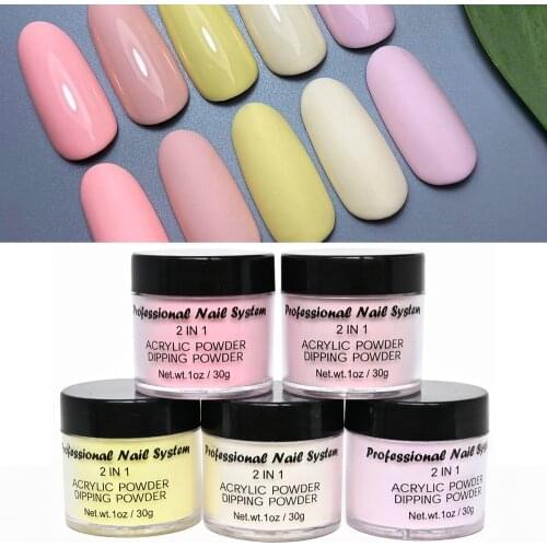 1 Oz/Bottle 2 in 1 Nail Art Acrylic Powder Pink Yellow Nude Brown Collection Supplies Dust Mia Secret Carving/Dipping Powder V0S