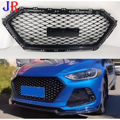 For Hyundai Elantra 2016 2017 2018 For hyundai modified Honeycomb diamond Mesh Glossy Black Front Bumper Racing Grille