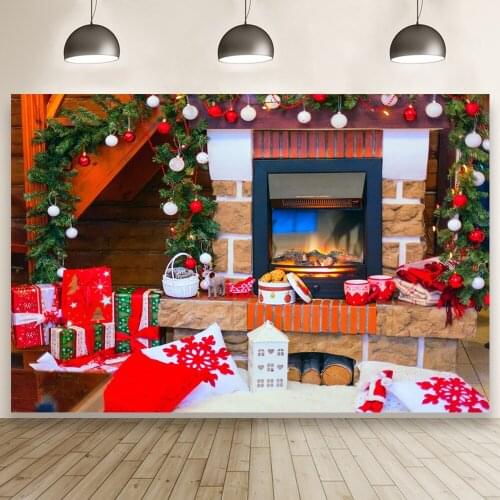 Christmas Gift Interior Cartoon Starry Home Party Xmas Backgrounds Decoration Photography Backdrop for Photo Studio Custom
