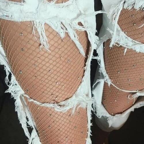 Sexy Women Tights Socks Rhinestone Fishnet Elastic Stockings Fish Net Tights Pantyhose Socks Fashion Dropshipping