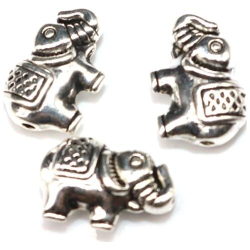 Wholesale 12mm 20pcs Elephant European Spacer Beads material Tibetan Silver color Beads Handmade For charm Jewelry Making