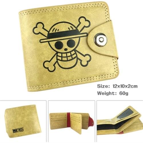 One Piece Skull Straw Hat Law Cartoon Anime Men Women Boys Girls Short Leather Hasp Button Wallet Purse Money Holder