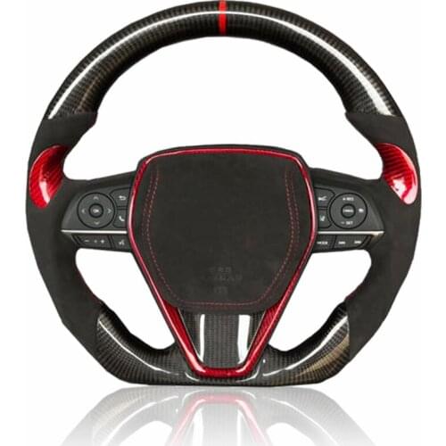 OEM Cuatomized Trim Real Carbon Fiber Sports Steering Wheel Alcantara Leather compatible for Toyota RAV4 2020