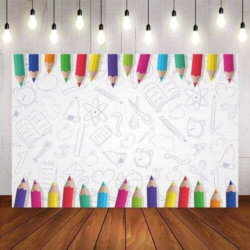 Children Baby Back To School Backdrop White Blackboard Pencil Vinyl Graduation Photography Background For Photo Studio Photocall