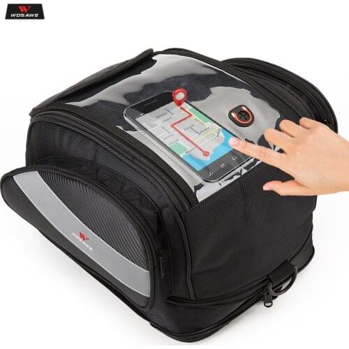 WOSAWE 12L Motorcycle fuel Tank Bag Waterproof EVA Hard Shell PU Leather Wear-resistant Reflective Shoulder bag Handbag Tail Bag