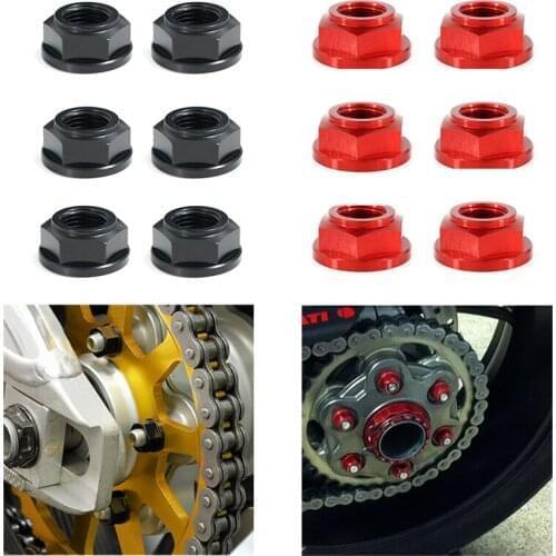 For Yamaha XJR 1300 FJR1300 TDM 850 TDM 900 YZF-R1 R1M R3 R25 R6 YZF600R YZF750R CNC Rear Sprocket Nuts T6-7075 M10*1.25 6 Pcs