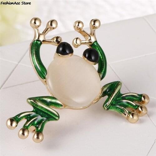 Green Enamel Cute Kawaii Frog Corsage Rhinestone Accessories Cartoon Frog Brooch For Women Brand Brooches