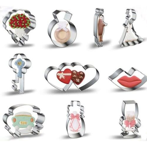1pcs patisserie reposteria Valentines Day Wedding Lip ring couple Metal Cookie Cutter Fondant Cake Decor Biscuit tools Bakeware