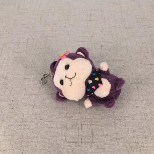 1X Color , Flower Monkey Plush Stuffed Toy , 10CM Keyring Chain Gift Doll
