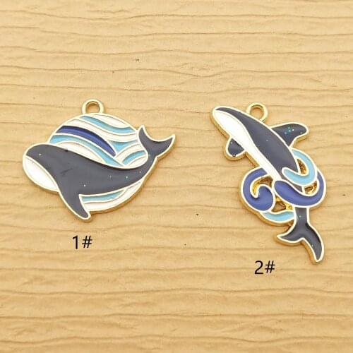 10pcs 23x30mm enamel whale charm for jewelry making fashion earring pendant bracelet necklace charm