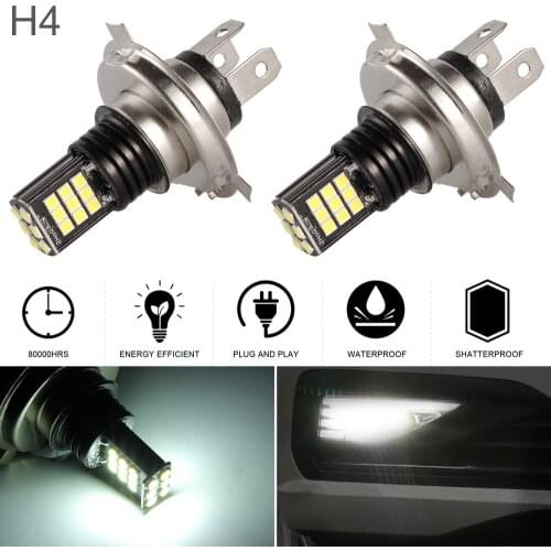 2pcs 24W 6000K 2400LM H4 9003 Automotive Fog Lamp Bulb Waterproof 3030SMD 3x8 LED Car Signal Light for Cars Vehicle