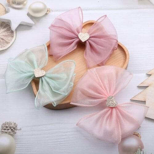 2pcs Mesh Hair Bows Girls HairClips Adorable Princess Birthday Party Hairband Clip Lady Clip Hair Accessories Gifts