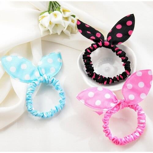 3pcs Hair Care Tools Hair Braid Polka Dot Elastic Ring Hair Rope Ponytail Holder Rabbit Ears Tie Maintenance Styling Hairband