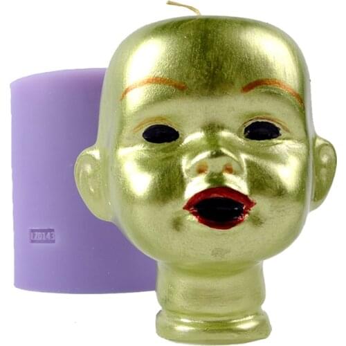 3D Head Portrait Shape Silicone Mold Soap Candle Making Tools Halloween Theme Mould