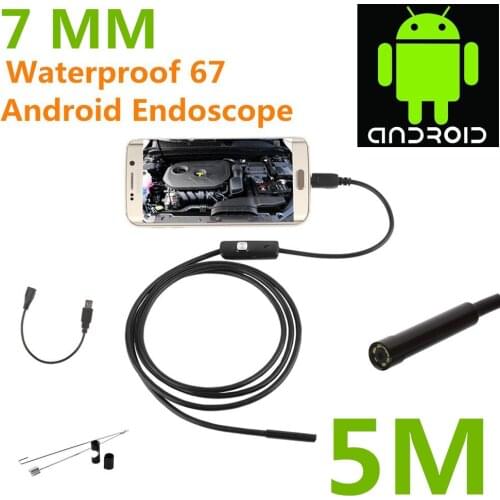 5M Length Endoscope Borescope USB Android Inspection Camera HD 6 LED 7mm Lens 720P Waterproof Car Endoscopio Tube mini Camera