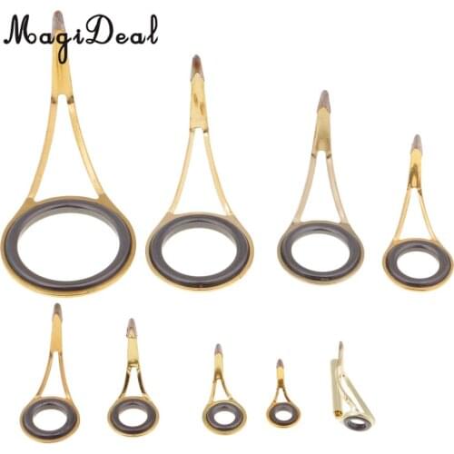 9pcs/set Fishing Rod Guide Tip Fishing Rod Eye Ring Fishing Line Ring Rod Repair Kit