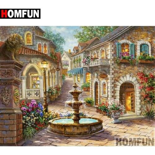 HOMFUN Full Square/Round Drill 5D DIY Diamond Painting "House landscape" Embroidery Cross Stitch 5D Home Decor Gift A09126
