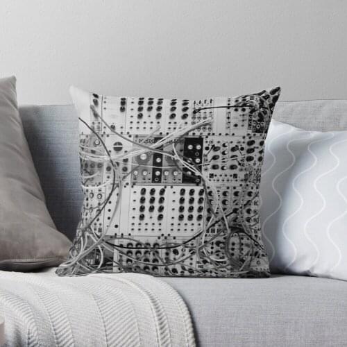 Analog Synthesizer - Modular Design - Black & White Throw Pillow Cushion Cover Polyester Throw Pillows Case On Sofa Home Decor