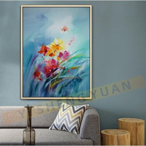 Big 100% Hand-painted Floral Purple Abstract Oil Painting Modern Wall Art Living Room No Frame Picture Home Decoration Painting