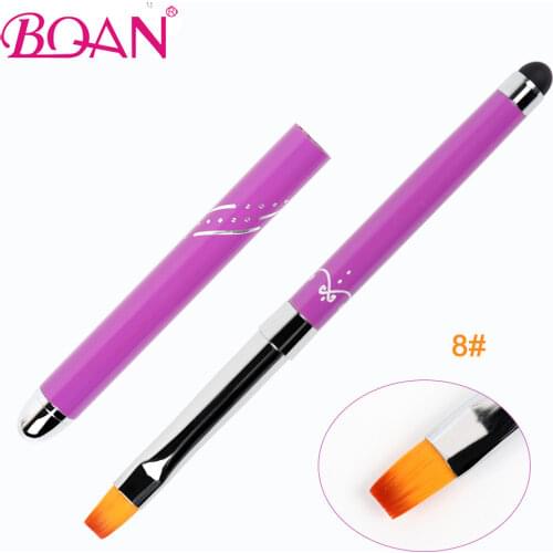 BQAN Flat Head Nail Art Design UV Gel Polish Extension Builder Drawing Painting Brush Size #8 Nylon Head Manicure DIY Pen Tool