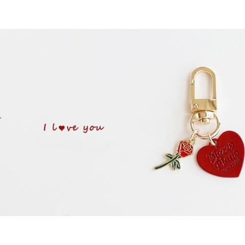 Original Design Love Keychain Cute Rose Airpods Pendant For Clothes Backpack Keyring Key Chains Charms Valentines Day Gift