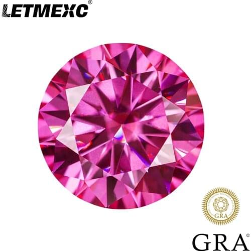 Letmexc Top Pink Moissanite Loose Diamond Gemstone VVS1 Excellent Round Cut for Custome Rings Come with Certificate