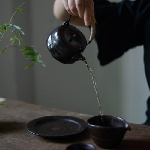 Japanese Style Retro Hand-painted Ceramic Teapot Home Hotel Restaurant Chinese LargeTeapot Lifting Beam Pot tea sets tea kettle