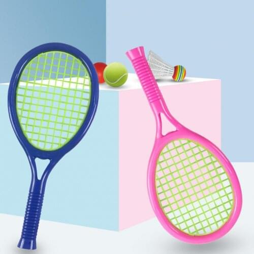 Badminton Rackets Set Solid Base Portable Eco-friendly Colorful High-elastic Children Tennis Rackets Toy for Sports