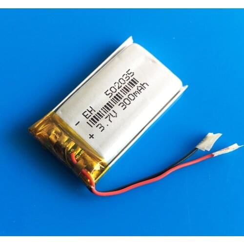 502035 3.7V 300mAh lithium polymer lipo rechargeable battery power for MP3 MP4 GPS bluetooth headset camera recorder