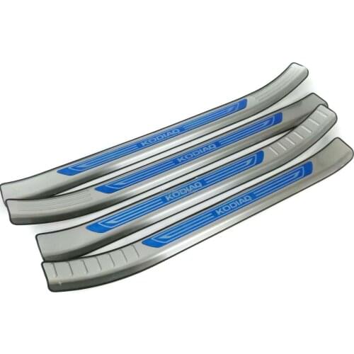 For Skoda Kodiaq 2017 2018 Stainless Door Sill Scuff Plate Kick Guard Pedal Threshold Bar Protector Trim Cover Car Accessories