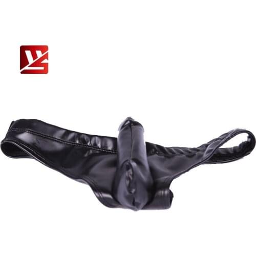 MEISE Imitation Latex Underwear Mens Briefs Separately Penis Pouch Fetish Gay Underpants Homme Shorts Pants Sexy G-string Thongs