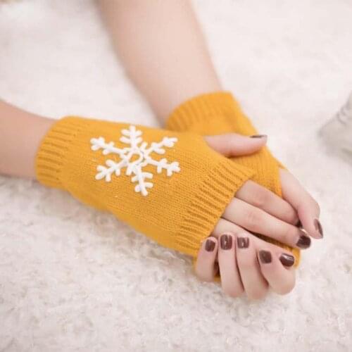 Sheep Wool Mitt Exposed Finger Womens Gloves Winter Autumn Knitted For Women Fingerless Gloves Wrist