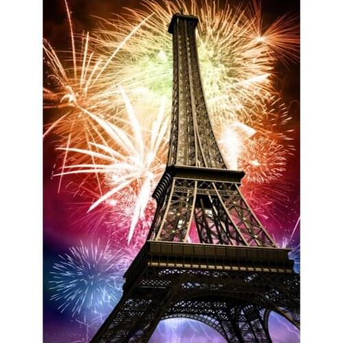 Scenery diamond oil painting paris tower mosaic embroidery pyrotechnic rhinestone picture puzzle drawing wall decor craft gifts