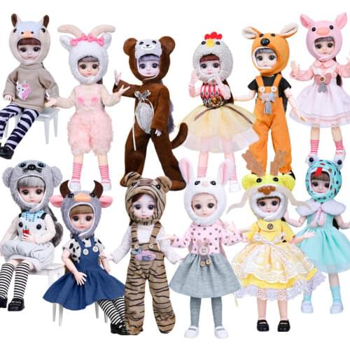For 30 Cm Doll Plush Clothes Cartoon Shape Zodiac Cute Clothes+Hats Suitable For Winter Warm,DIY Christmas Gift For Kids Toy