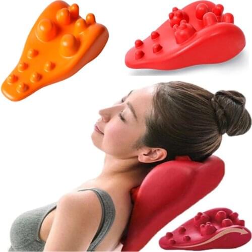 Neck Massage Pillow Spine Stretcher Shiatsu Massage Spinal Neck Back Cervical Massager Shoulder Cushion Elongating Pillow Pad